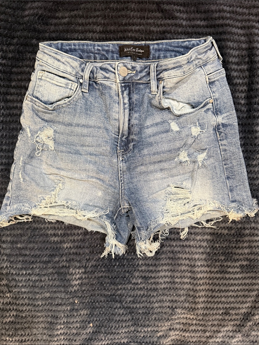 Wit & Wisdom Light Wash Distressed Denim Shorts - Light Blue